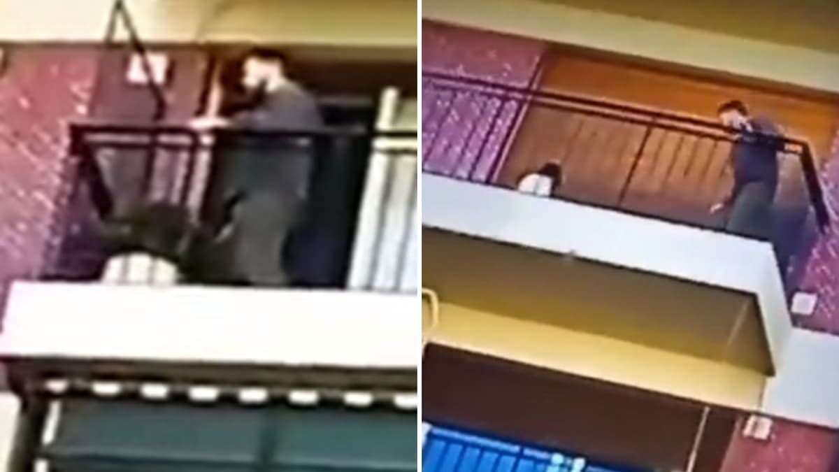 VIDEO: Niño se queda atrapado en un balcón y el conserje escala para rescatarlo, los padres dormían