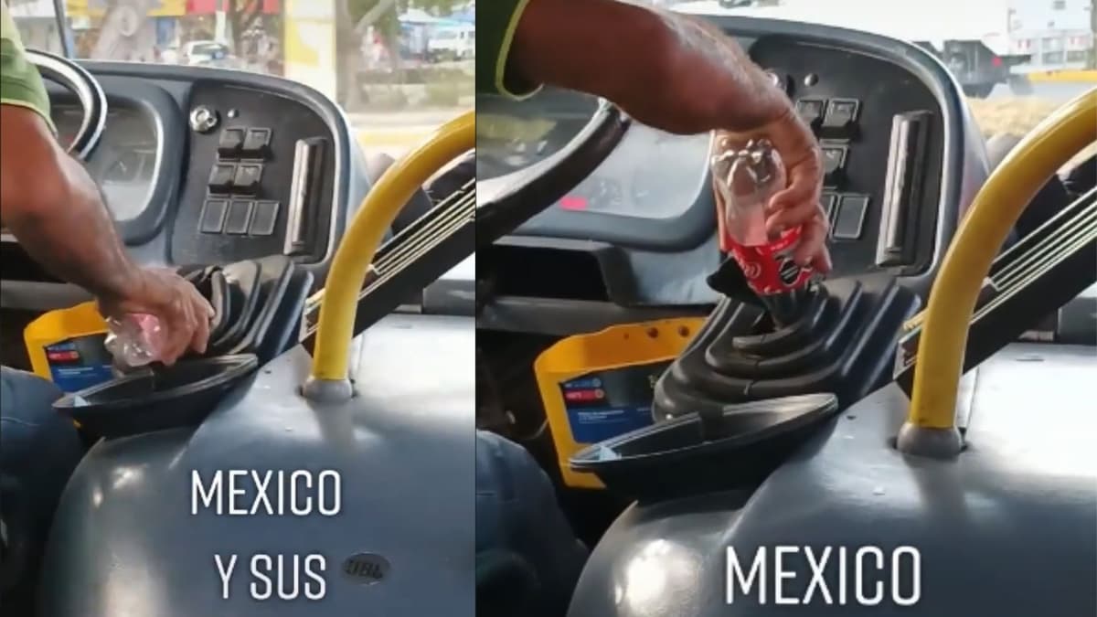 Conductor convierte botella de refresco en una "palanca de velocidades"