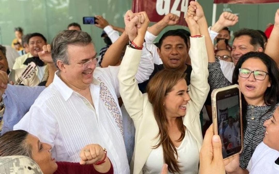 Arriba Marcelo Ebrard a Cancún para apoyar a Mara Lezama en su campaña