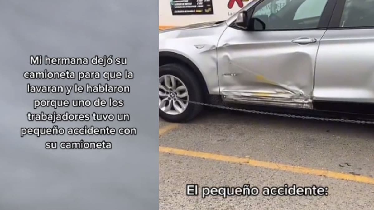 VIDEO: Joven deja su camioneta en autolavado y se la entregan chocada