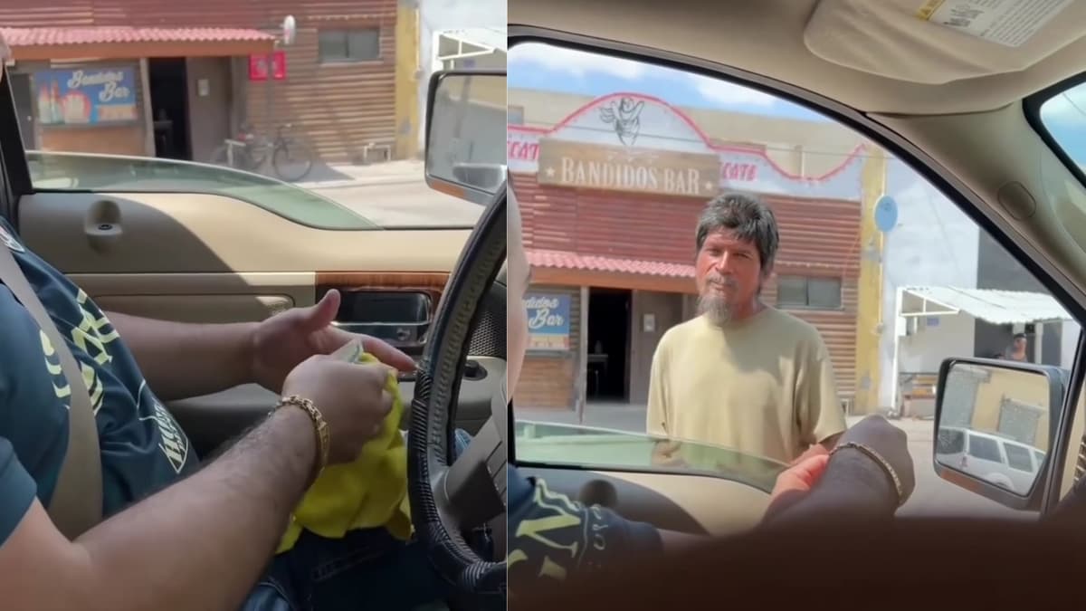 VIDEO: Le ofrece 200 pesos a un indigente por limpiar un vidrio y los rechaza porque lo suyo es 'pedir' dinero