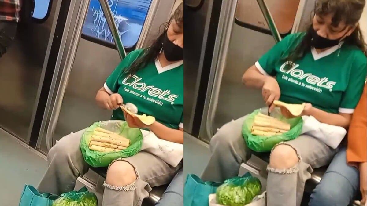 VIDEO: Captan a mujer preparándose unos tacos en un vagón del metro de CDMX