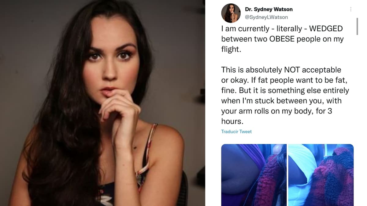 Critican a influencer por quejarse de estar sentada entre dos personas con sobrepeso en un vuelo