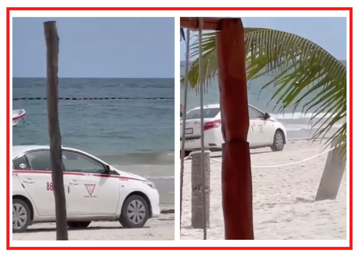 VIDEO: Taxista de Tulum se mete con todo y vehículo a la playa