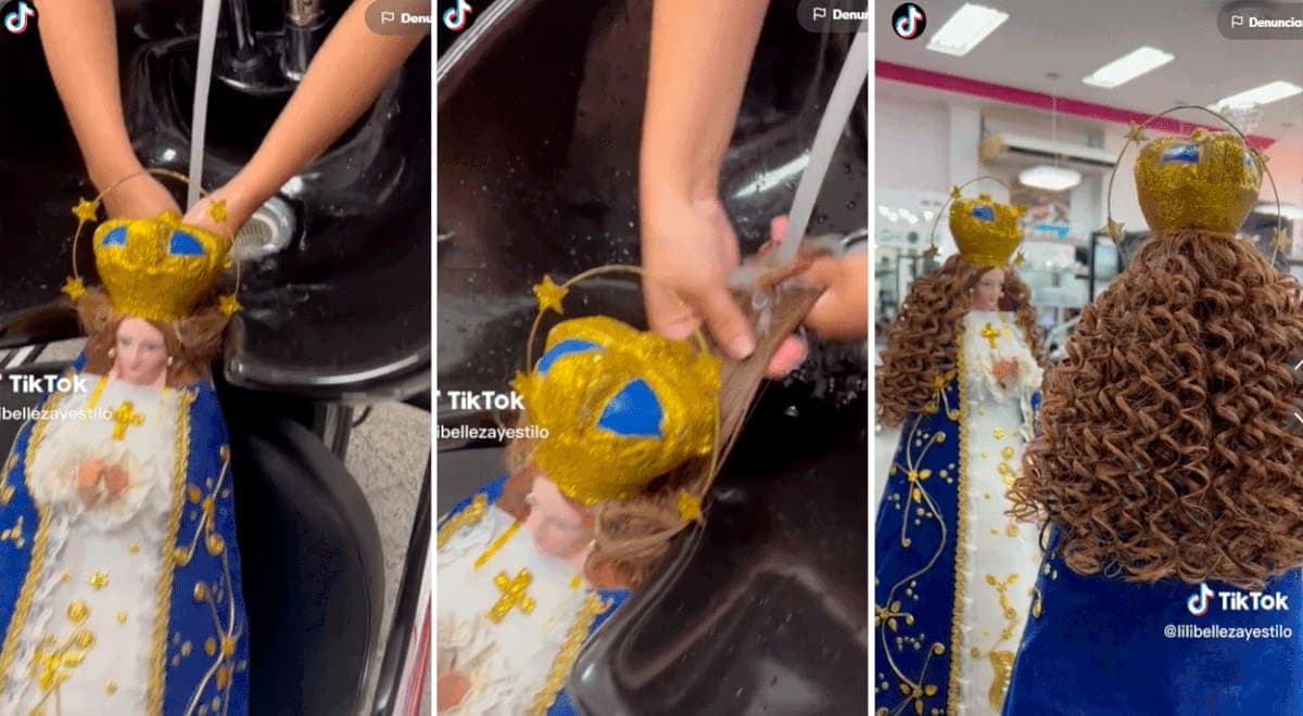 VIDEO: Llevan a figura de la virgen a peluquería para un 'tratamiento de cabello'