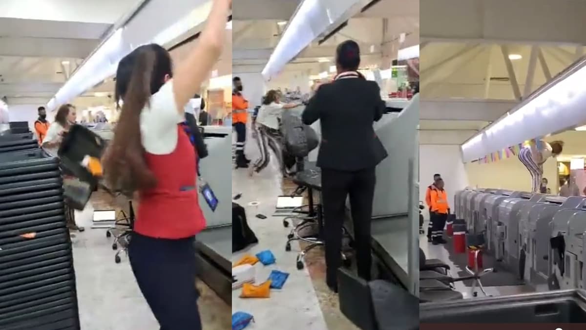 VIDEO: Exhiben a mujer por explotar y golpear a empleada del AICM tras perder su vuelo