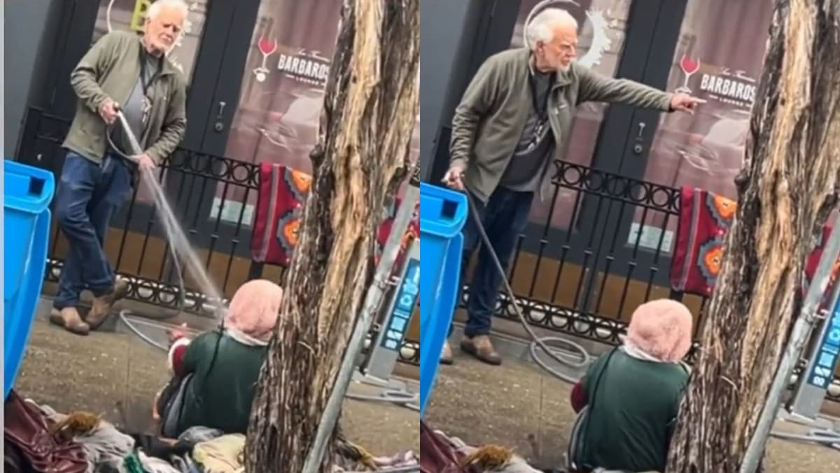 VIDEO: Investigan a dueño de galería por rociar con agua a mujer sin hogar