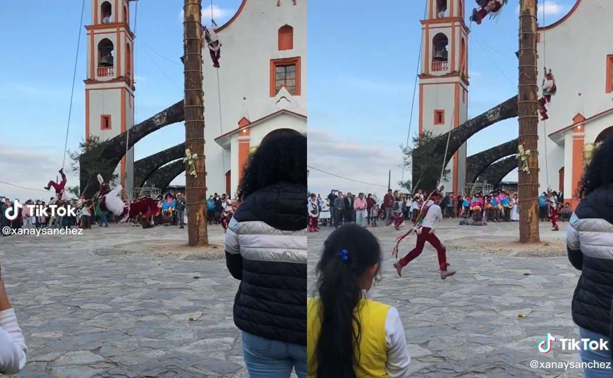 VIDEO: Volador de Papantla "arrolla" a espectador durante danza