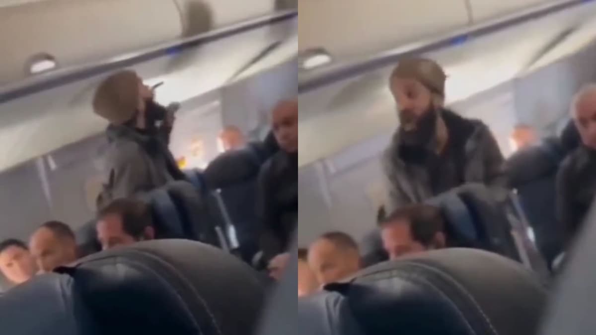 VIDEO: Detienen a sujeto que intentó abrir la puerta del avión en pleno vuelo
