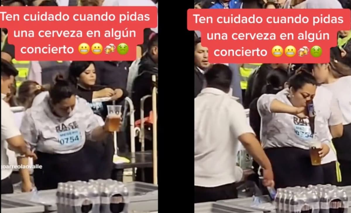 VIDEO: Exhiben a vendedora de cervezas "reciclando" los tragos que sobran para rellenar los vasos