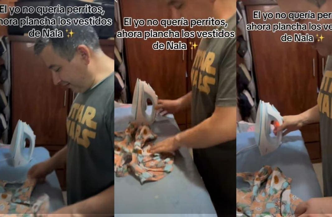 VIDEO: Hombre se vuelve viral por planchar los vestidos de su perrita