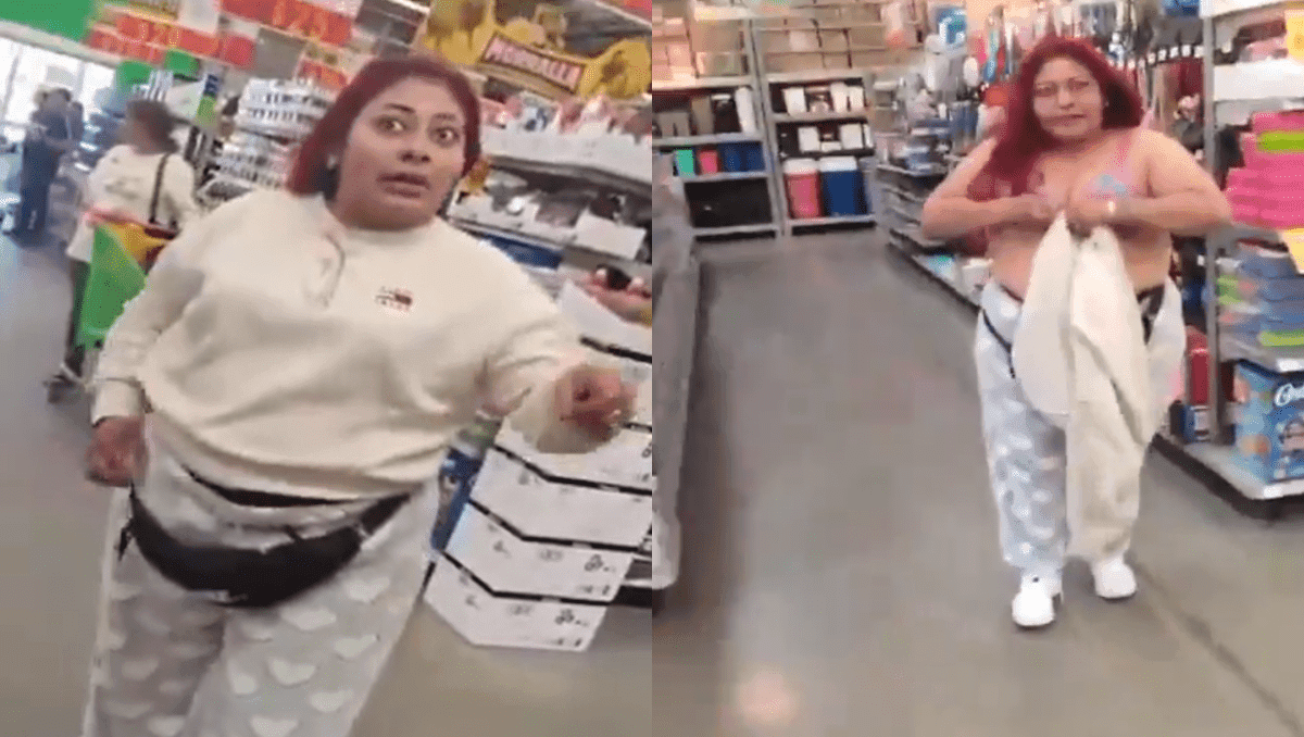 Video: #LadyAurrera roba mercancía, la descubren y se quita la ropa para probar inocencia