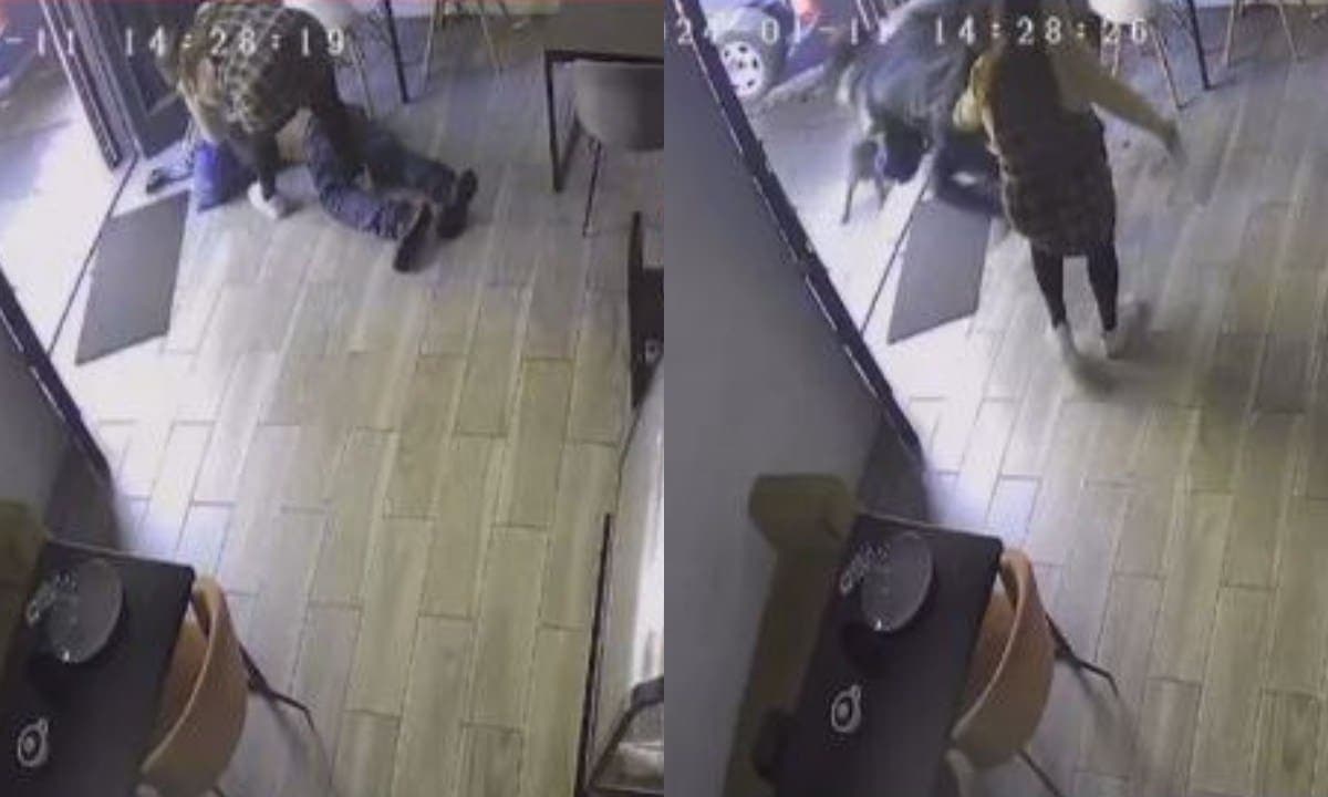 VIDEO: Ladrón intenta robar cafetería pero empleada lo golpea y derriba