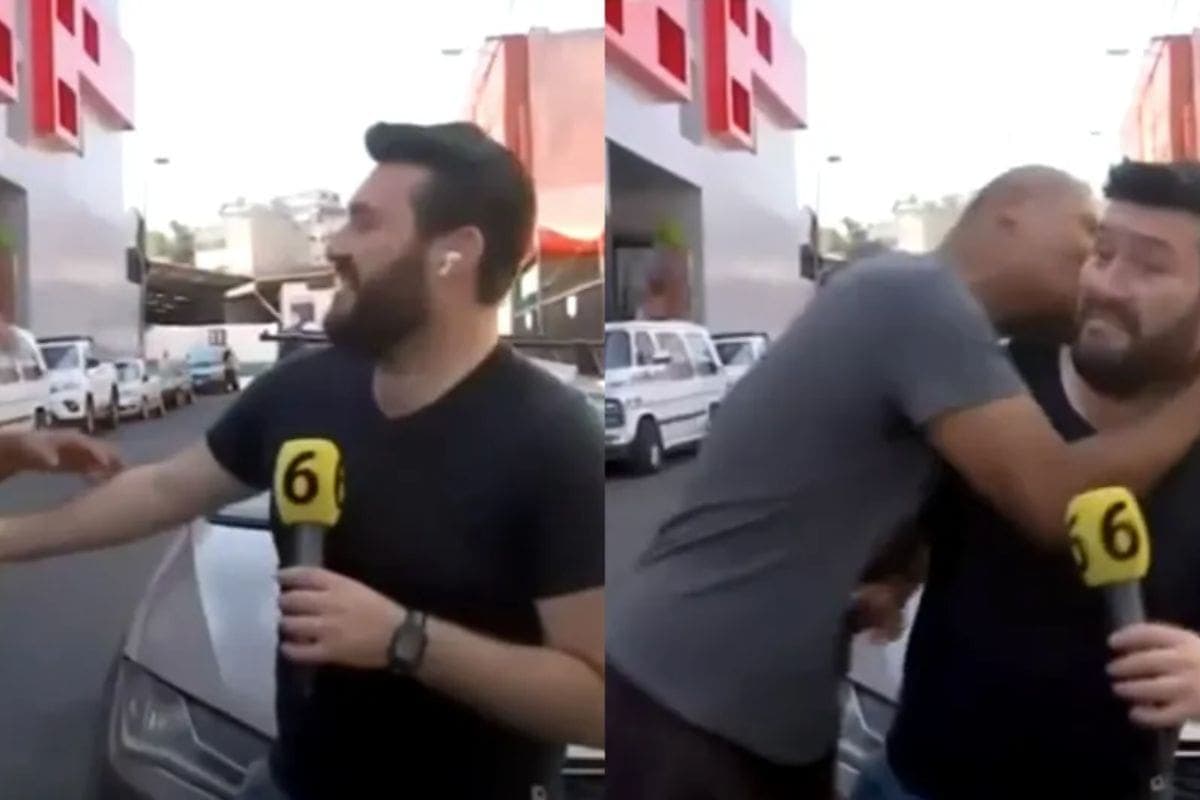 VIDEO: Hombre besa a reportero de Telediario en plena transmisión en vivo