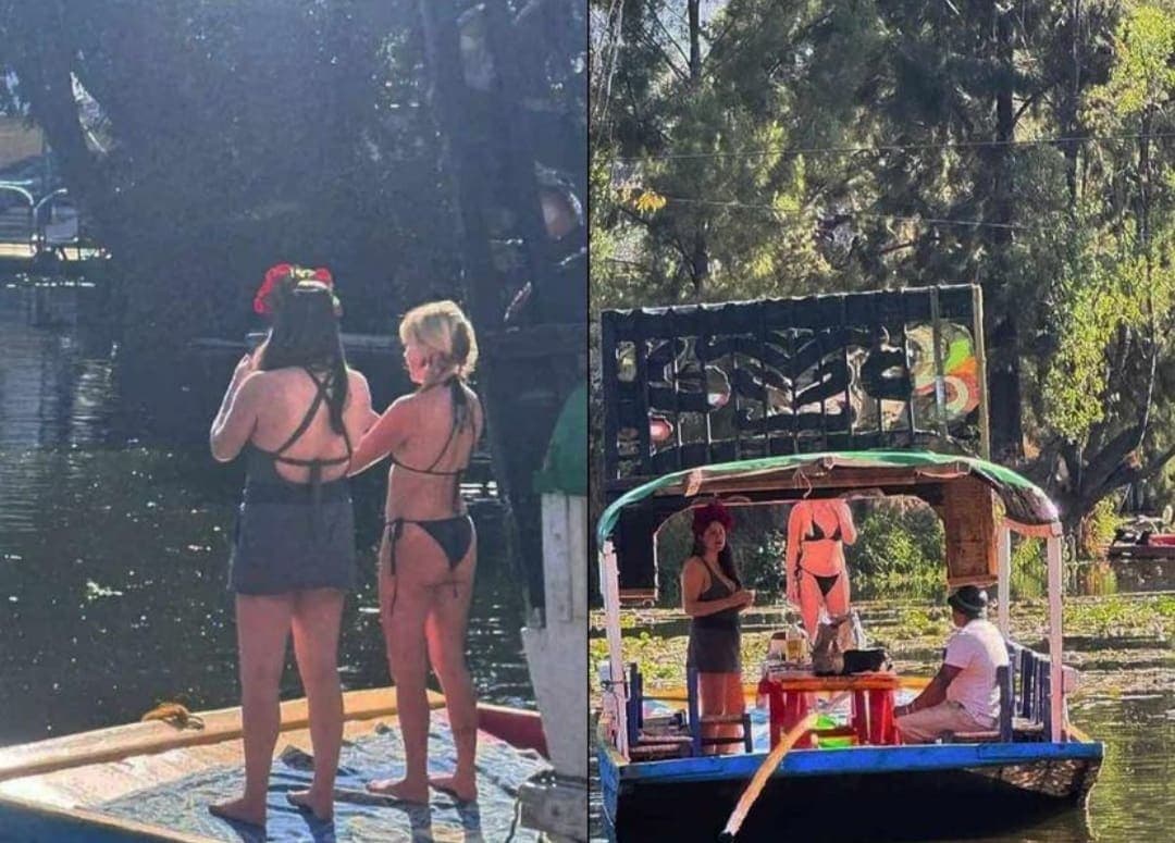 Turista pasea en bikini en trajinera por Xochimilco y recibe cientos de críticas