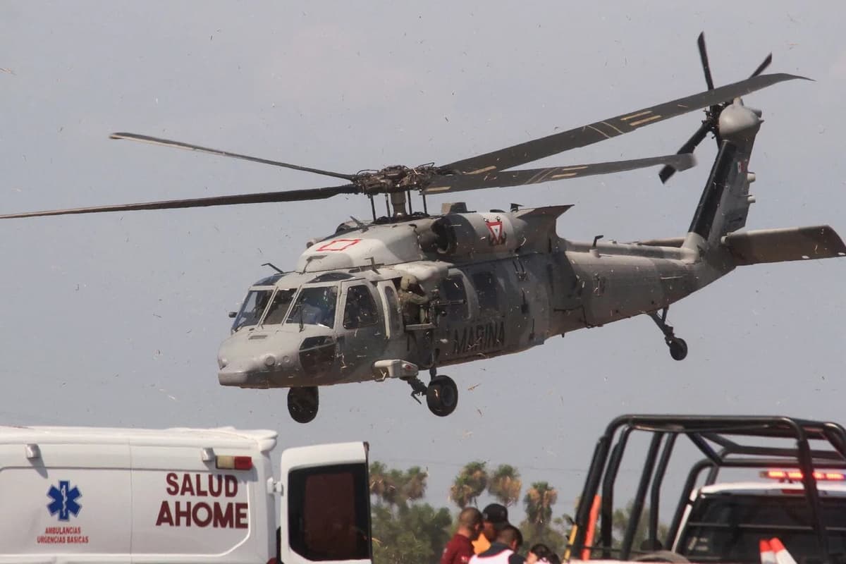 Helicóptero de la Semar sufre sufre incidente en Sinaloa; se lo enredó con los cables