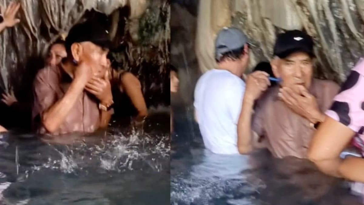VIDEO: Lo cachan rasurándose en las Grutas de Tolantongo y tiene a todo TikTok indignado