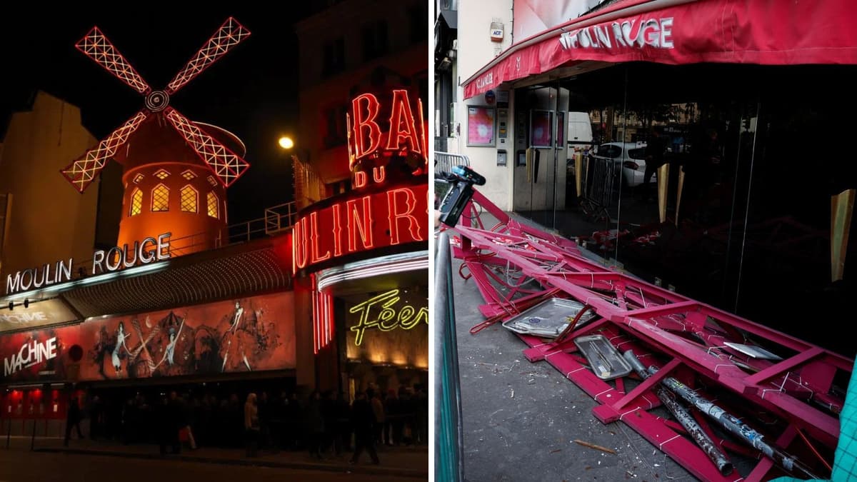 VIDEO: Se desploman las aspas del famoso Moulin Rouge de París