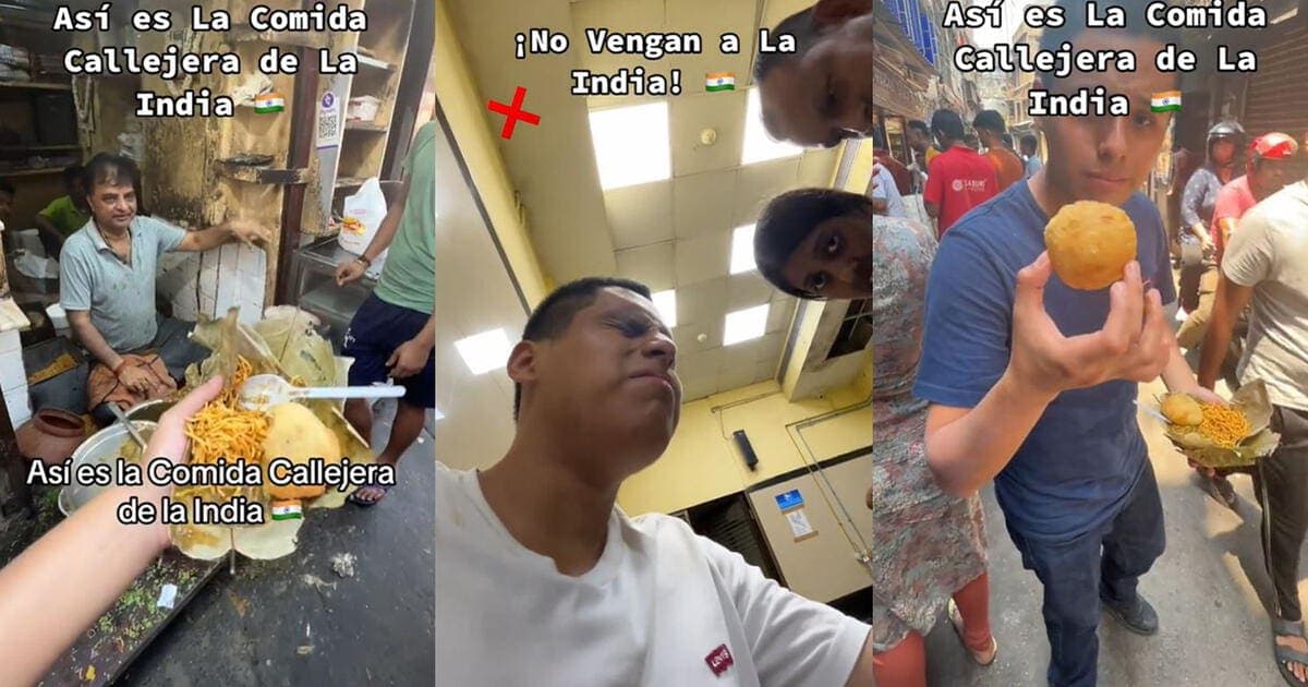 VIDEO: Tiktoker prueba comida callejera de la India y termina en el hospital