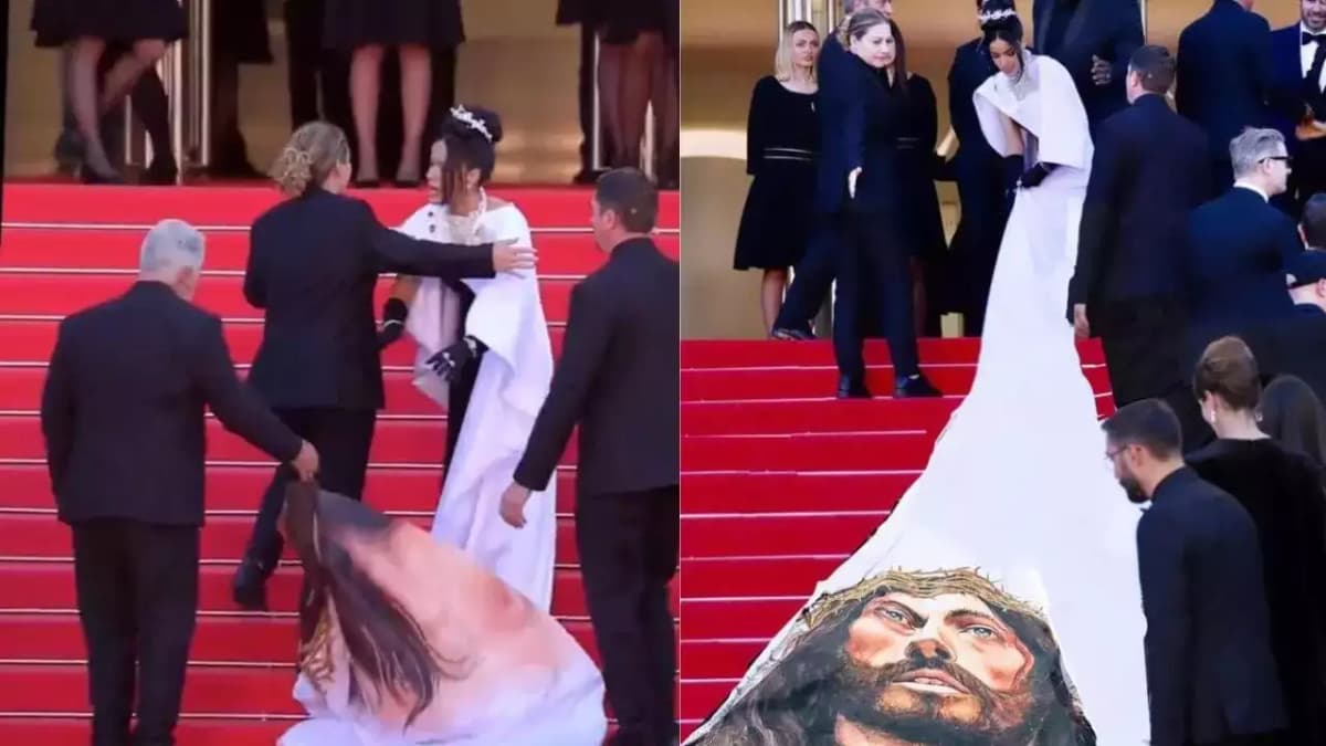 Video: Impiden a una actriz mostrar una capa con un Cristo gigante en la alfombra roja de Cannes