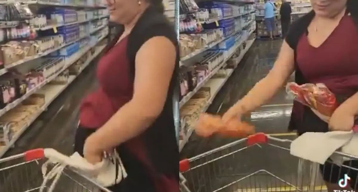 VIDEO: Mujer finge embarazo para robar en supermercado