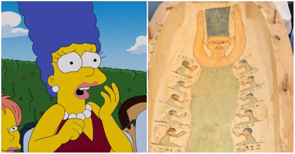 Descubren sarcófago egipcio con figura similar a Marge Simpson