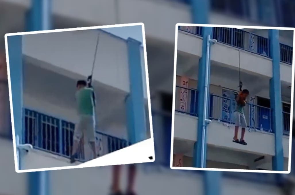 Niño "voló" al intentar sostener una lona