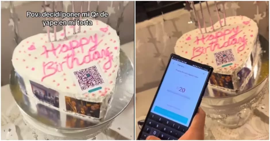 Mujer coloca un código QR a su pastel para recibir dinero en lugar de regalos: “Lo recomiendo”