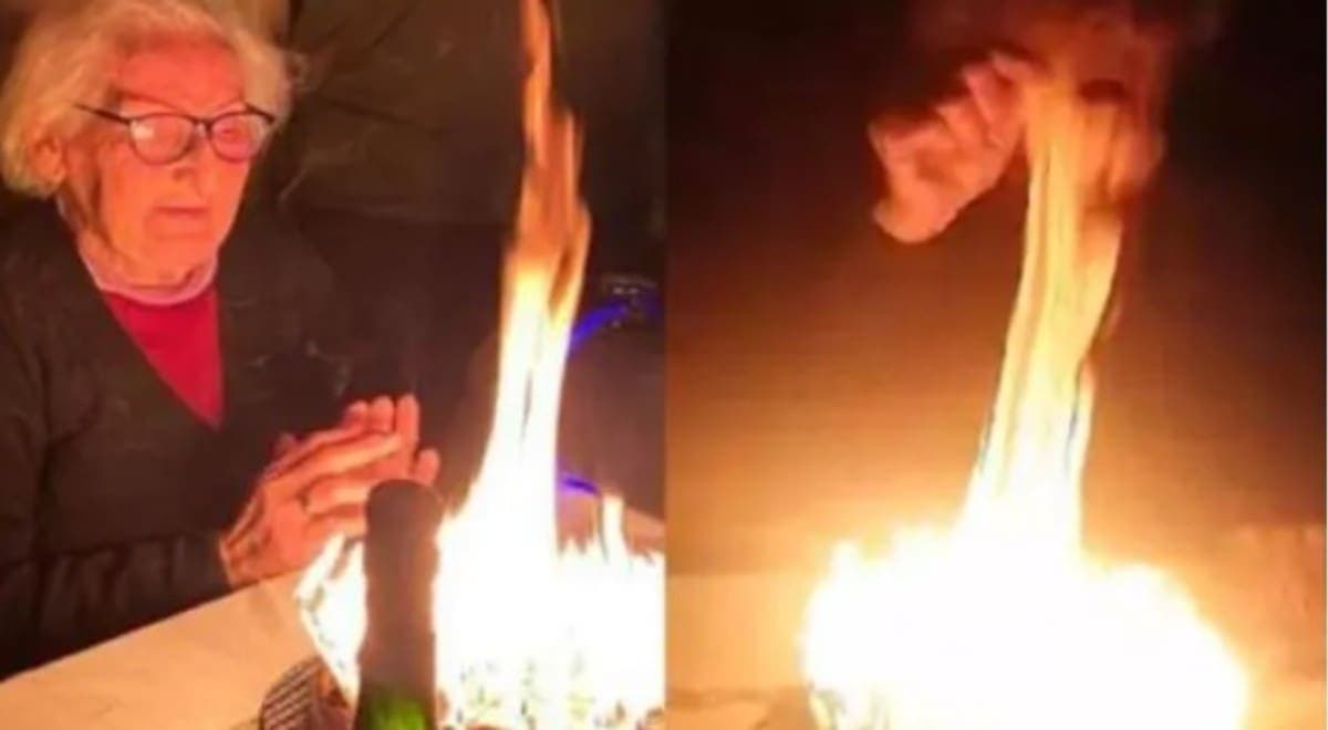 VIDEO: Abuelita celebra su cumpleaños y casi provoca un incendio por poner 95 velitas en el pastel