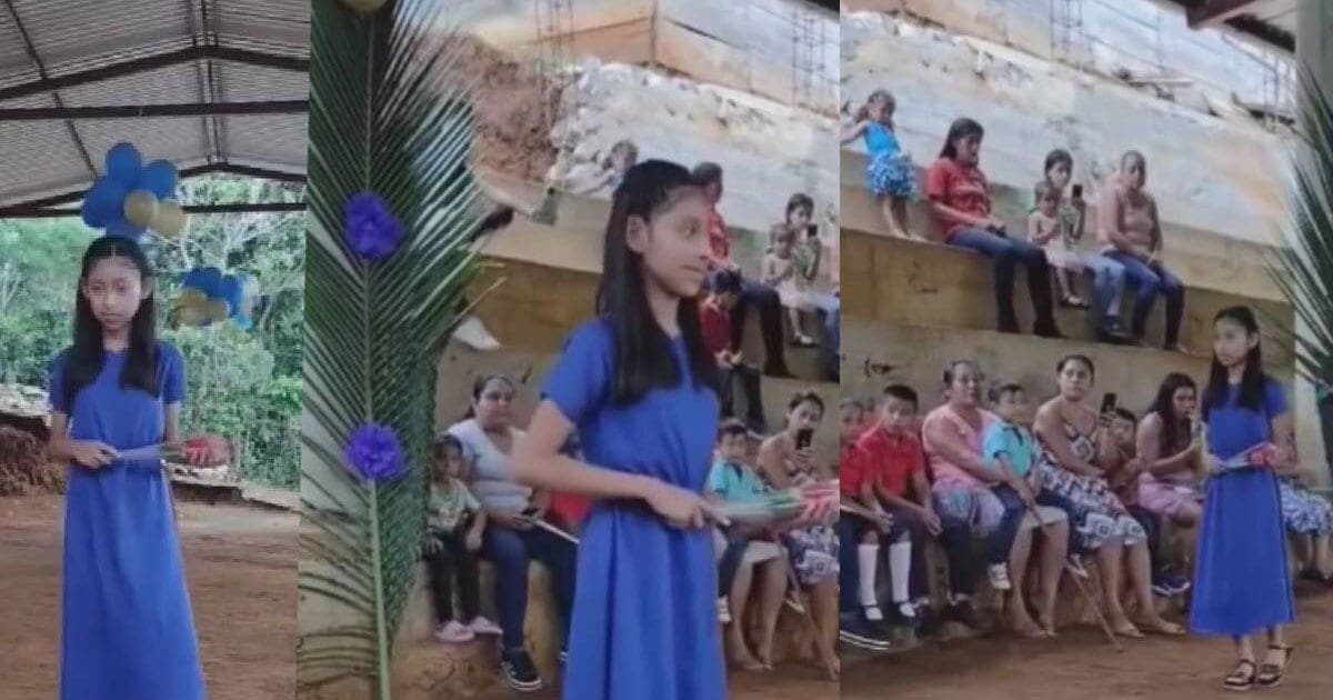 Video: Niña se hace viral por ser la única que se graduó de sexto grado en Chiapas