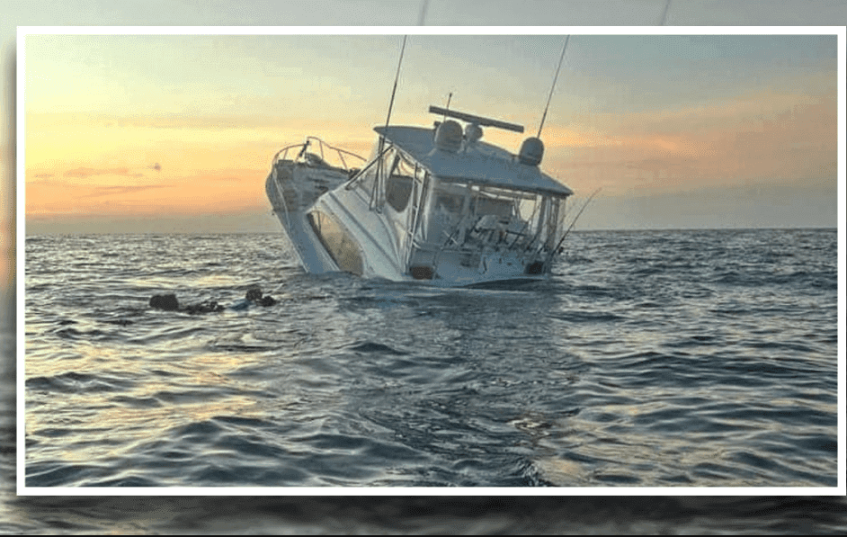 Captan en video hundimiento de yate con 12 personas a bordo en costas de Yucatán