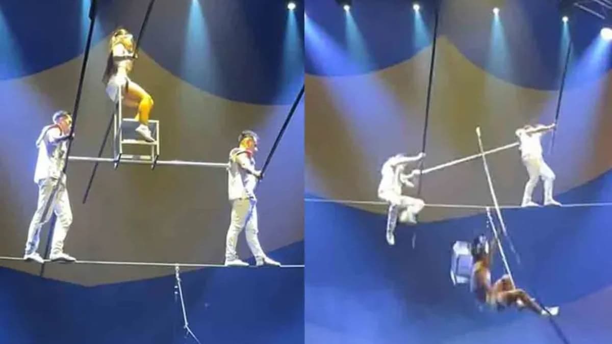 Video: Acto circense sale mal y acróbata cae desde una altura de cinco metros