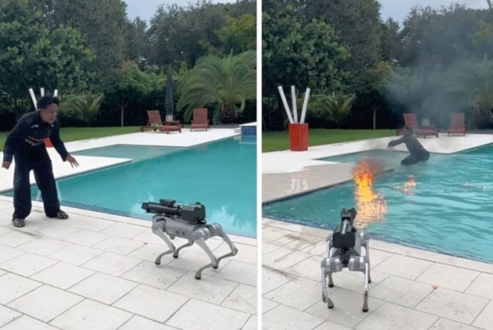 Video: Perro robot ataca con lanzallamas a un youtuber en una transmisión en vivo