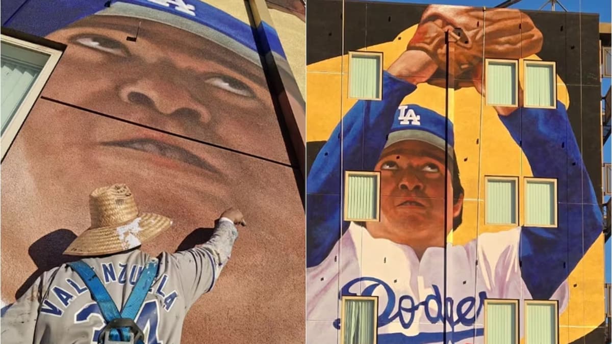 Video: Realizan homenaje a Fernando Valenzuela con enorme mural en edificio de Los Ángeles