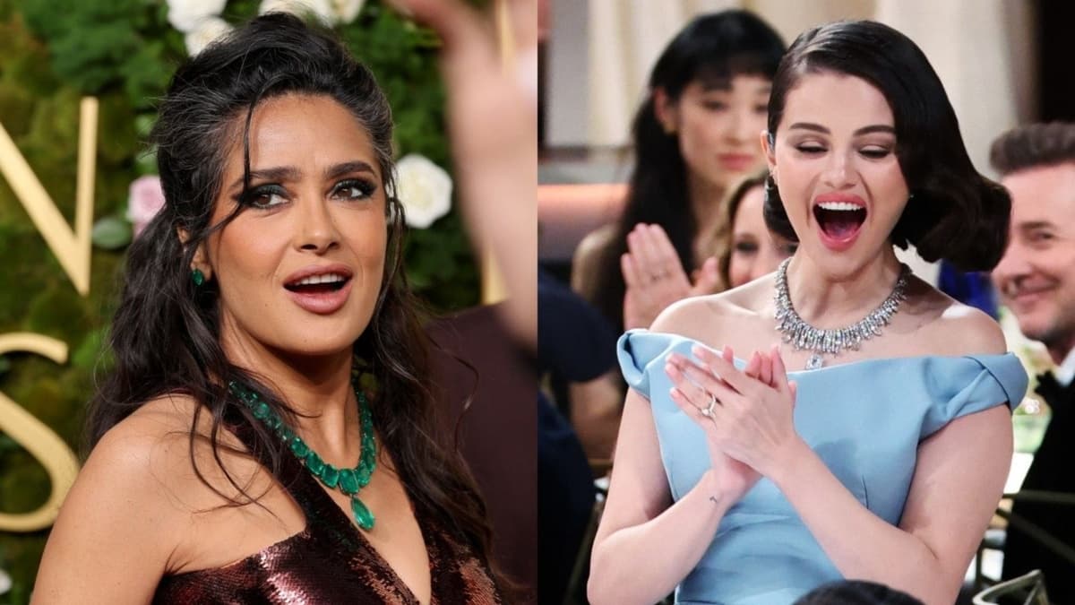 Video: Salma Hayek y Selena Gómez protagonizan momento enternecedor durante los Golden Globes 2025