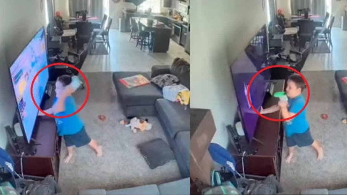 Video: Niño descompone su televisión tras golpearla con el control de su consola en Estados Unidos