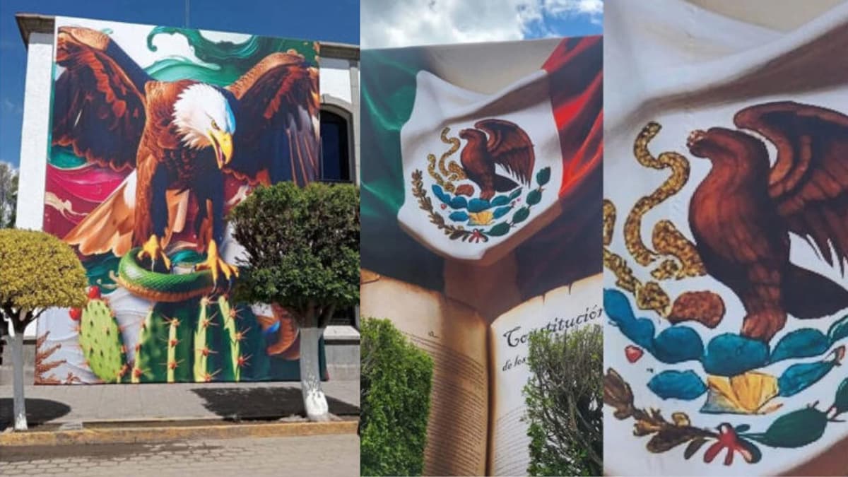 Gobierno de Tlaxcala gasta casi 400 mil pesos en murales patrios y se equivocan; pintan águila calva en lugar de la real
