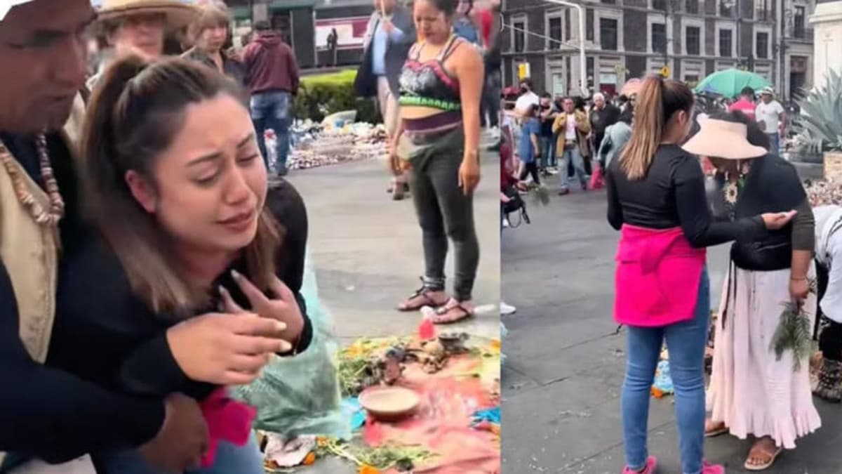 Video: Mujer rompe en llanto mientras se hacía una "limpia" en el Centro Histórico de la CDMX