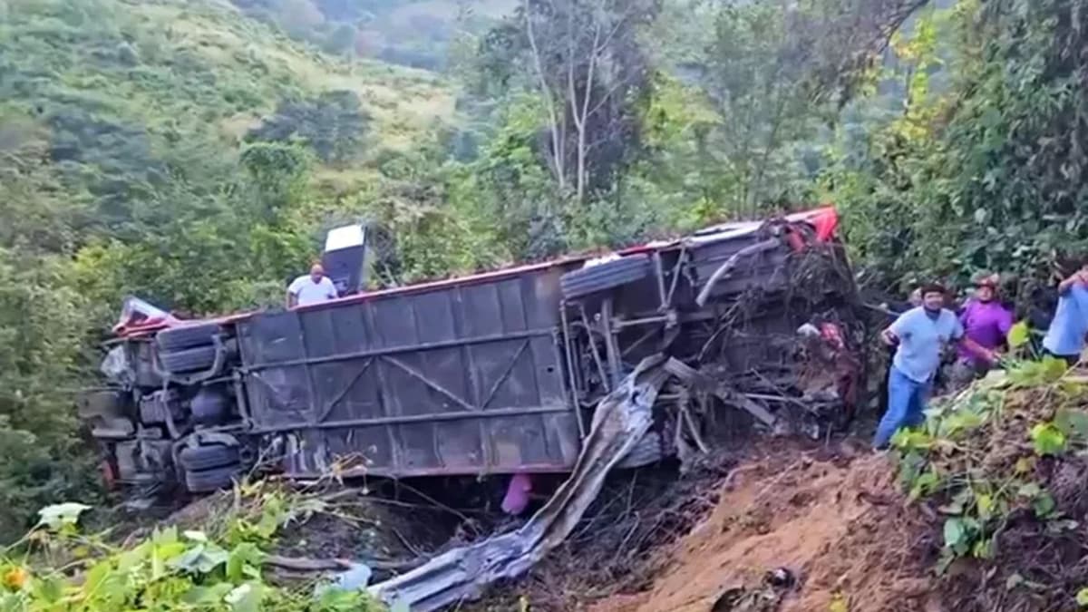 Autobús y tráiler caen a un barranco tras choque en autopista de Oaxaca; hay tres muertos y 10 heridos