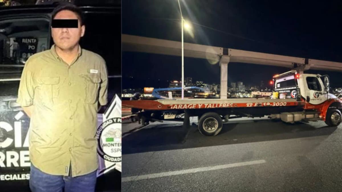 Conductor baja por un refresco y le roban la grúa en Monterrey, Nuevo León