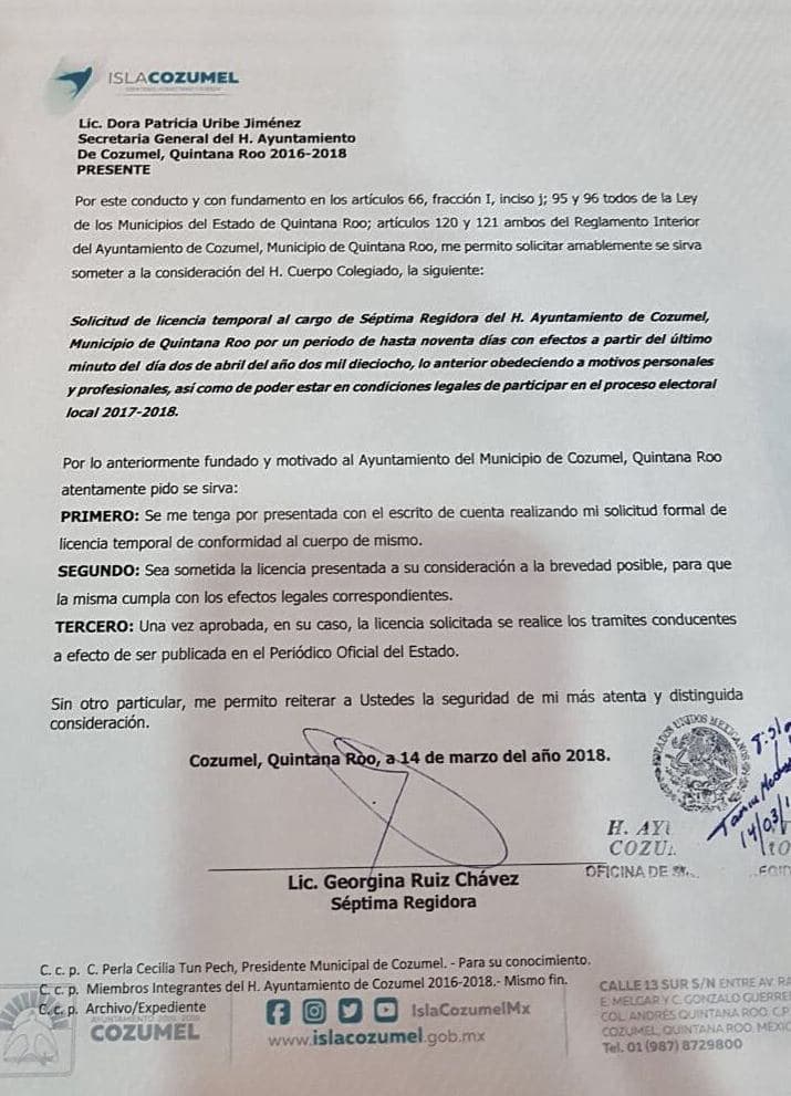 Pide licencia “Gina” Ruiz; busca diputación en el Distrito 1