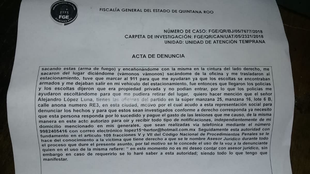 Denuncia militante a Alejandro Luna por lesiones