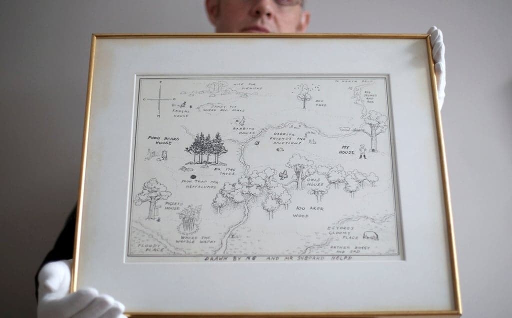 Subastan el mapa de Winnie Pooh en más de medio millón de dólares