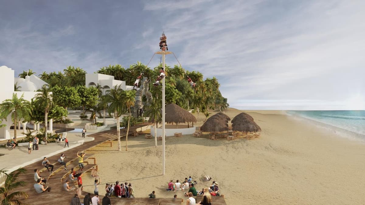 Con la remodelación de la 5a Avenida, los voladores de Papantla estarán en la playa