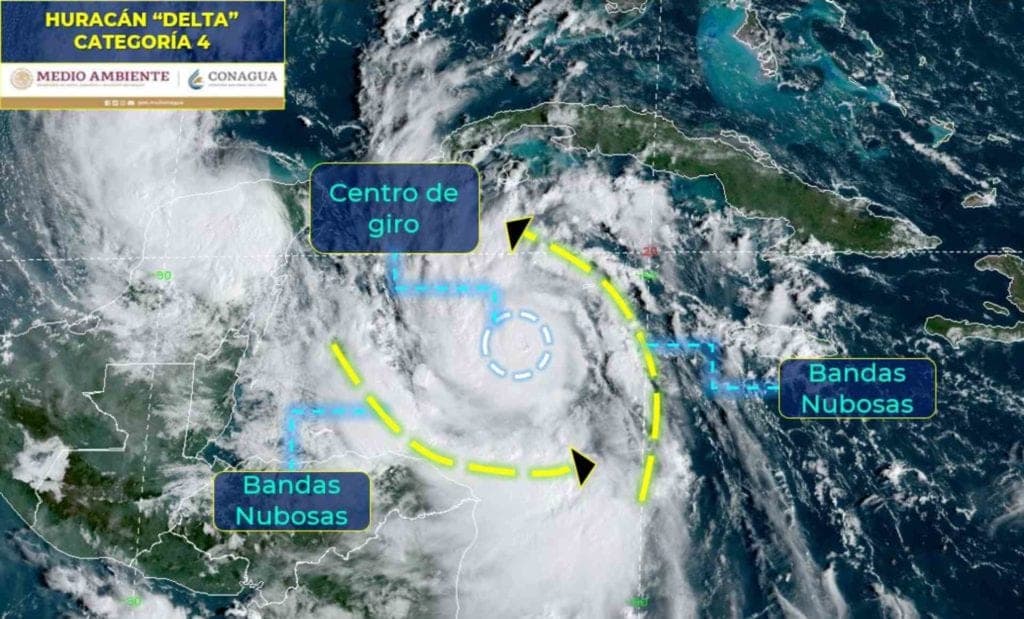 Huracán "Delta" se intensifica a categoría 4; advierten es extremadamente peligroso