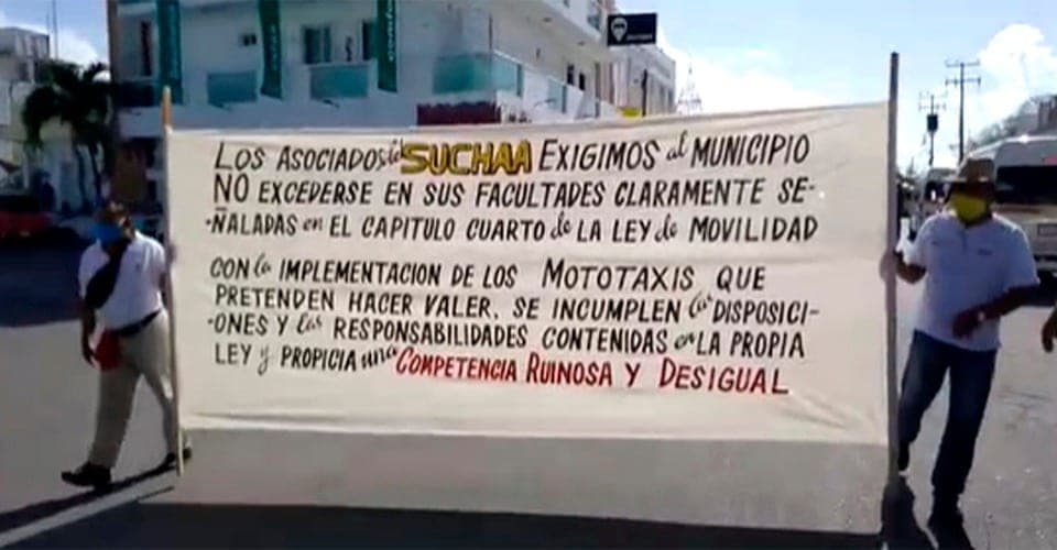 Protestan contra la autorización de mototaxis en Chetumal