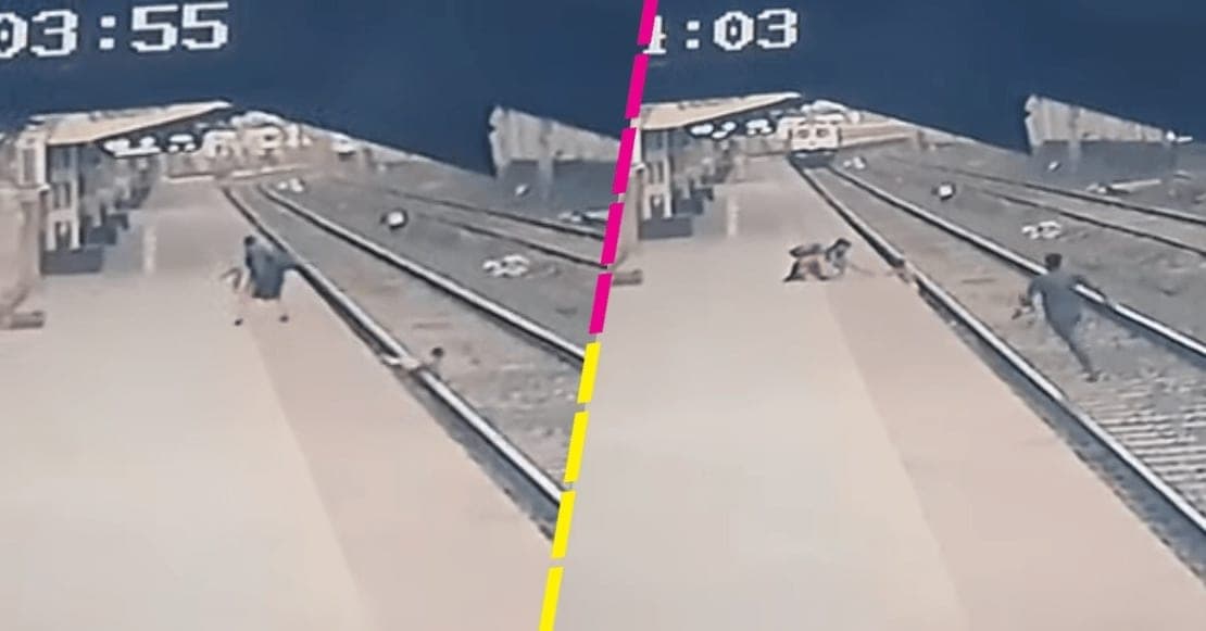 Hombre salva a pequeño que cayó a las vías del tren en Mumbai
