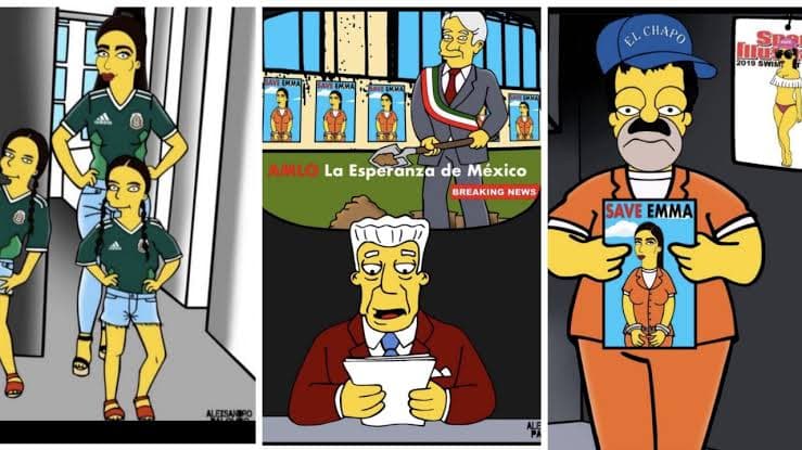 El Chapo, AMLO y Emma Coronel llegan al mundo de Los Simpson