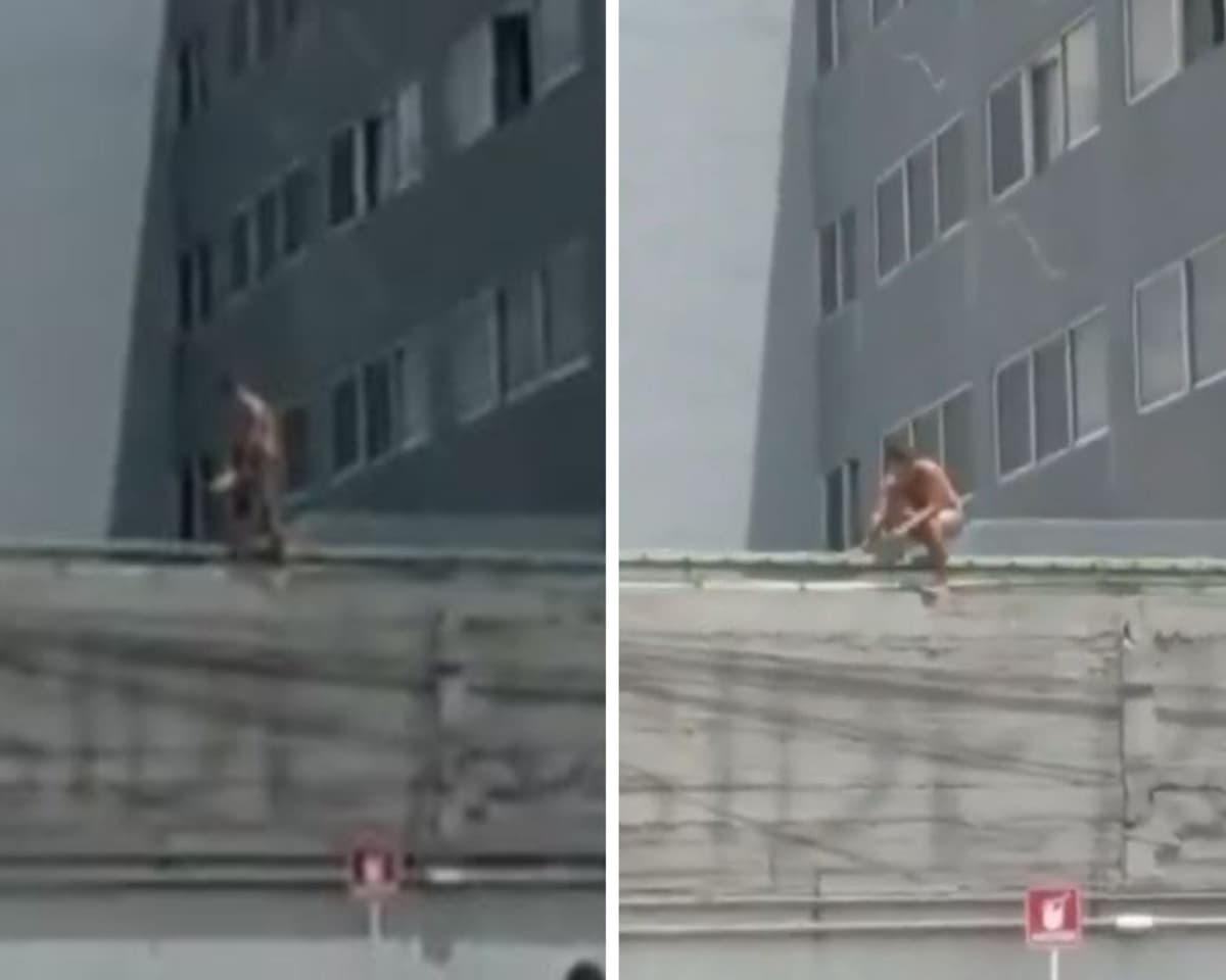VIDEO: Captan a hombre semidesnudo escapando por la ventana de hotel