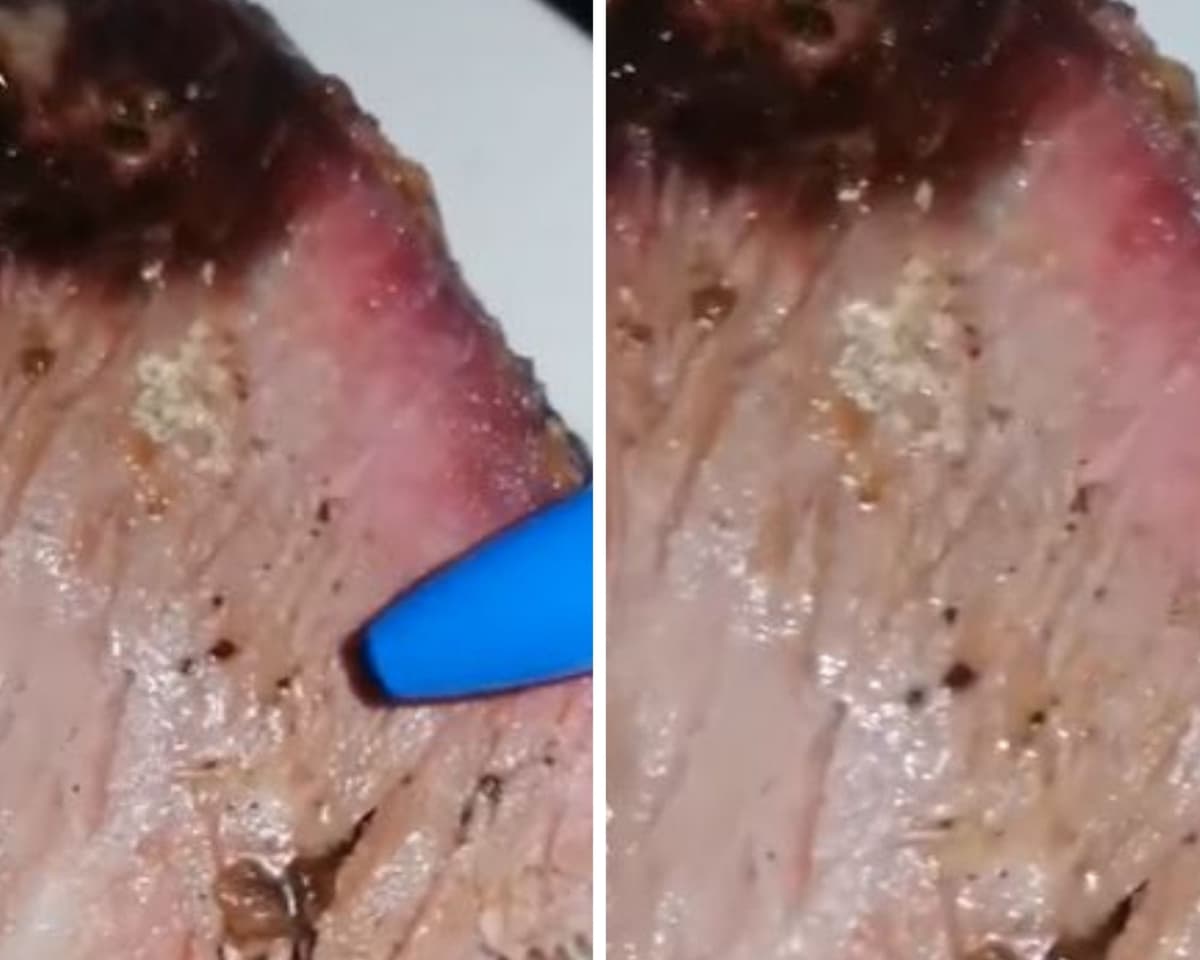 ¡Qué asco! Hombre encuentra 'larvas' en su carne, le dicen en el restaurante que es sal